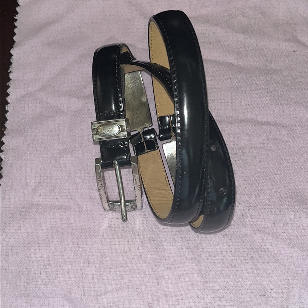Brighton 43503 Black Leather Belt Women’s Large Silver Buckle Classic Hardware